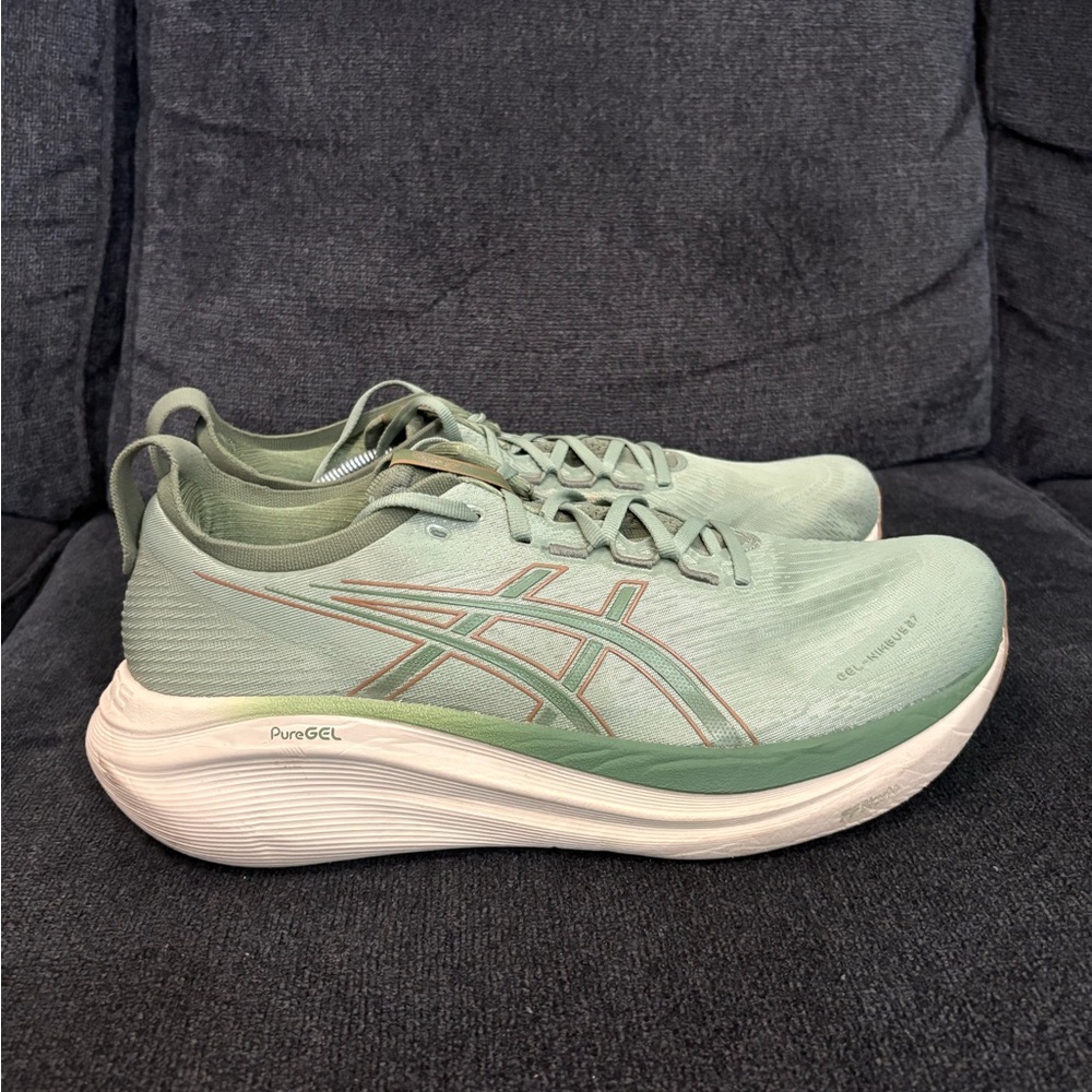 ASICS Gel Nimbus 27 Shoes Mens Size 14 Green Running shoes 1011C041 used